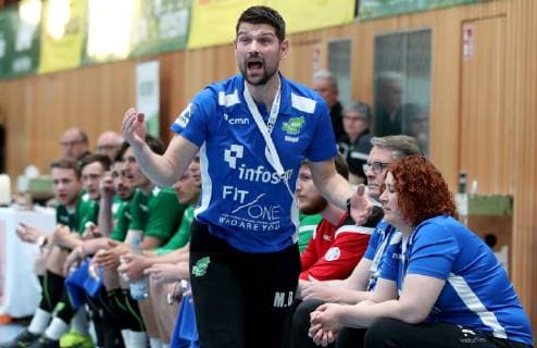Deutschland, Würzburg, s.Oliver Arena, 20.04.2019, Handball, 2. Bundesliga, DJK Rimpar Wölfe - HC Elbflorenz Dresden Bild: v. l. Trainer Dr. Matthias Obinger (DJK Rimpar Wölfe) Copyright: HMBxMedia xHeikoxBecker