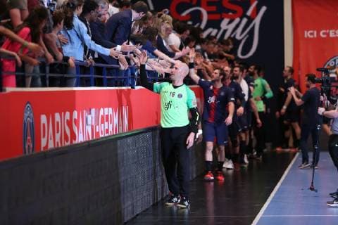 Handball, Paris St. Germain feiert französische Meisterschaft Paris HANDBALL : Lidl Starligue - 21eme journee - Paris Saint-Germain HB vs Montpellier HB - 20 04 2019 KevinDomas Panoramic 