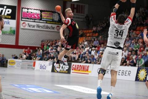 Dener Jaanimaa (TuS N-Luebbecke 24), TuS N-Luebbecke vs TuS Ferndorf, Handball, 2. Bundesliga, 20.04.2019, TuS N-Luebbecke vs TuS Ferndorf, Handball, 2. Bundesliga, 20.04.2019 Luebbecke Copyright: xEIBNER JanxStrohdiekx EP_JSK