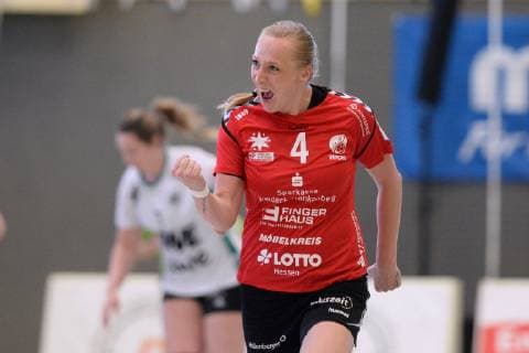 Jubel bei Sabine Heusdens (HSG Bad Wildungen Vipers) ,GER, HSG Bad Wildungen Vipers - VfL Oldenburg, Handball, 1. Bundesliga Frauen, 20.04.2019, GER, HSG Bad Wildungen Vipers - VfL Oldenburg, Handball, 1. Liga Frauen, 20.04.2019 Bad Wildungen Copyright: xEIBNER RolandxSippelx EP_RSL