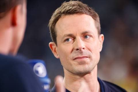 Rhein-Neckar Loewen vs. SG Flensburg-Handewitt 21.04.2019 SAP Arena in Mannheim DKB Handball Bundesliga Moderator Alexander Bommes, Aktion Einzelbild Portrait Gesicht