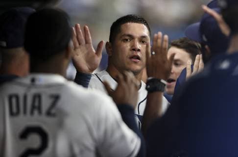 April 22, 2019 - St. Petersburg, Florida, U.S. - MONICA HERNDON Times.Tampa Bay Rays rightfielder Avisail Garcia (24) scored the game tying run on a fielder s choice by Tampa Bay Rays third baseman Daniel Robertson (28) during the seventh inning of the Tampa Bay Rays game against the Kansas City Royals at Tropicana Field on April 22, 2019 in St. Petersburg, Florida. Florida News - April 22, 2019 - ZUMAs70_ 90856382st Copyright: xMonicaxHerndonx