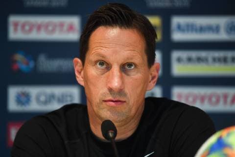 Head coach Roger Schmidt of China s Beijing Sinobo Guoan attends a press conference PK Pressekonferenz before the group G match against Thailand s Buriram United during the 2019 AFC Champions League in Beijing, China, 23 April 2019. Beijing Sinobo Guoan in full preparation for 2019 AFC group G match  bjl8919153