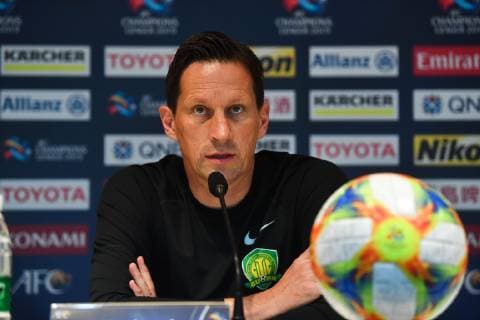 Head coach Roger Schmidt of China s Beijing Sinobo Guoan attends a press conference PK Pressekonferenz before the group G match against Thailand s Buriram United during the 2019 AFC Champions League in Beijing, China, 23 April 2019. Beijing Sinobo Guoan in full preparation for 2019 AFC group G match  bjl8919155