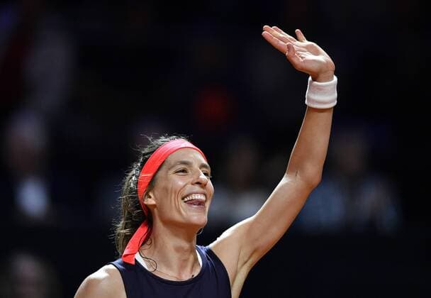 Sport Bilder des Tages Aktion Andrea PETKOVIC (GER) freut sich über Sieg Jubel Gestik, Geste Tennis Damen Porsche-Cup Porsche Tennis Grand Prix GP Stuttgart 2019 Porsche-Arena 23.04.2019 Porsche Tennis Grand Prix Stuttgart 2018