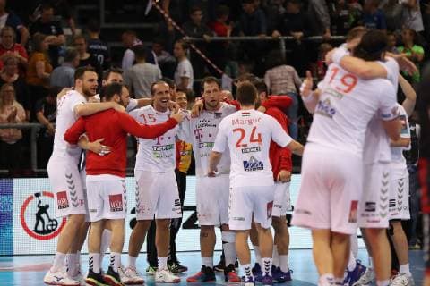 SG Flensburg-Handewitt vs Telekom Veszprem HC, Handball, EHF Champions League Viertelfinale, 24.04.19 Freude beim Telekom Veszprem HC