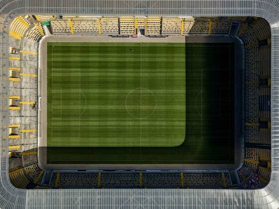 Fußball, Stadiongeschichte SG Dynamo Dresden Luftbildaufnahme vom Rudolf-Harbig-Stadion. 25.04.2019, Dresden, Fussball, GER, 2. Bundesliga, 2. BL, Saison 2018 2019, Rudolf-Harbig-Stadion, SG Dynamo Dresden