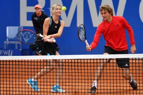 Pressetermin-Promidoppel Lena Gercke Alexander Zverev. Tennis BMW Open 2019 am 26.04.2019 in Muenchen.