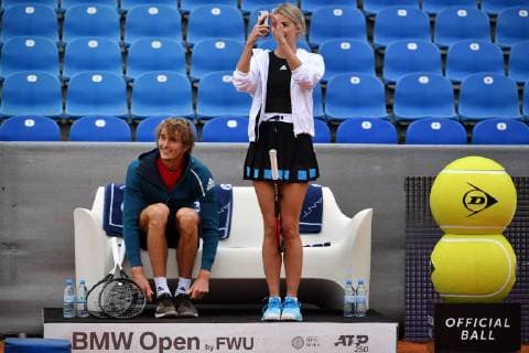 Pressetermin-Promidoppel Lena Gercke Alexander Zverev. Tennis BMW Open 2019 am 26.04.2019 in Muenchen.