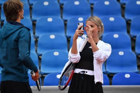 Pressetermin-Promidoppel Lena Gercke Alexander Zverev. Tennis BMW Open 2019 am 26.04.2019 in Muenchen.