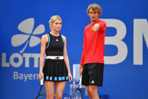 Pressetermin-Promidoppel Lena Gercke Alexander Zverev. Tennis BMW Open 2019 am 26.04.2019 in Muenchen.