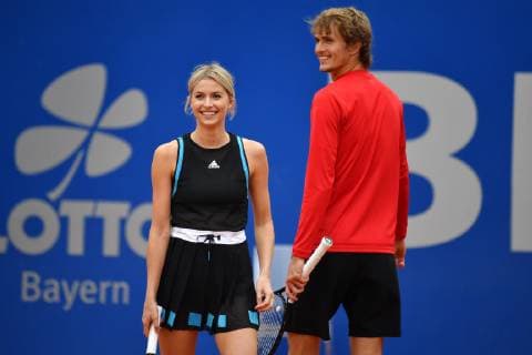Pressetermin-Promidoppel Lena Gercke Alexander Zverev. Tennis BMW Open 2019 am 26.04.2019 in Muenchen.