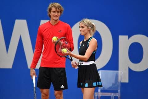 Pressetermin-Promidoppel Lena Gercke Alexander Zverev. Tennis BMW Open 2019 am 26.04.2019 in Muenchen.
