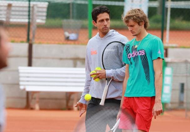 Alexander Zverev und sein Trainer Marcelo Mello beim Training Tennis BMW Open 2019 27.04.2019