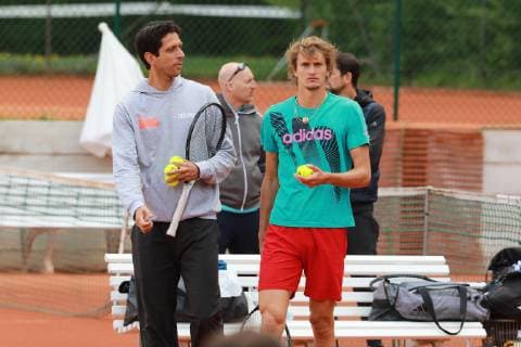 Alexander Zverev und sein Trainer Marcelo Mello beim Training Tennis BMW Open 2019 27.04.2019
