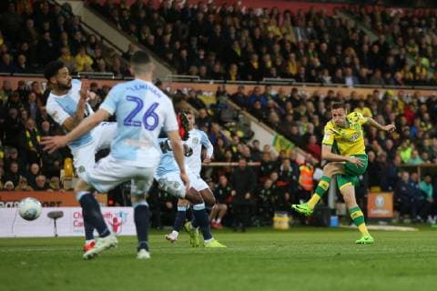 Norwich City v Blackburn Rovers Sky Bet Championship Marco Stiepermann of Norwich scores his sides 1st goal during the Sky Bet Championship match at Carrow Road, Norwich Content Not Available For UK Newspapers Copyright: xPaulxChestertonx FIL-13169-0002