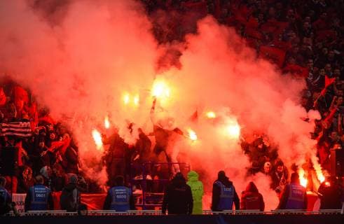 Supporters de l equipe Rennes - ambiance - tribune fumigene - fumigenes - ambiance - supporters - drapeaux FOOTBALL : Stade Rennais vs Paris Saint Germain - Finale Coupe de France - 27 04 2019 FedericoPestellini Panoramic 