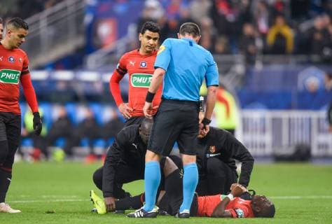 Blessure de Hamari Traore ( Rennes ) FOOTBALL : Stade Rennais vs Paris Saint Germain - Finale Coupe de France - 27 04 2019 FedericoPestellini Panoramic 