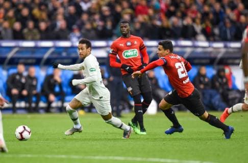 Neymar Jr ( PSG ) - Benjamin Andre ( Rennes ) FOOTBALL : Stade Rennais vs Paris Saint Germain - Finale Coupe de France - 27 04 2019 FedericoPestellini Panoramic 