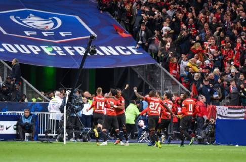 Joie des joueurs de l equipe Rennes FOOTBALL : Stade Rennais vs Paris Saint Germain - Finale Coupe de France - 27 04 2019 FedericoPestellini Panoramic 