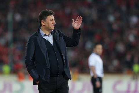 Head coach Amir Ghalenoei of Esteghlal reacts during Persian Gulf Pro League match between Perspolis FC and Sepahan at Azadi Stadium on Apr 26, 2019 in Tehran, Iran. 
