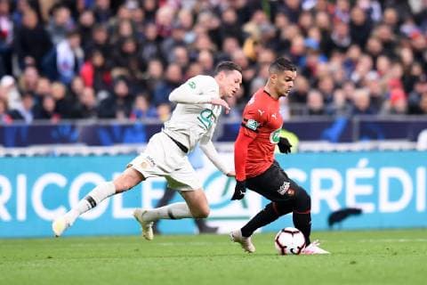 18 HATEM BEN ARFA (REN) - 23 JULIAN DRAXLER (PSG) FOOTBALL : Rennes vs Paris SG - Coupe de France - Finale - 27 04 2019 FEP Panoramic 