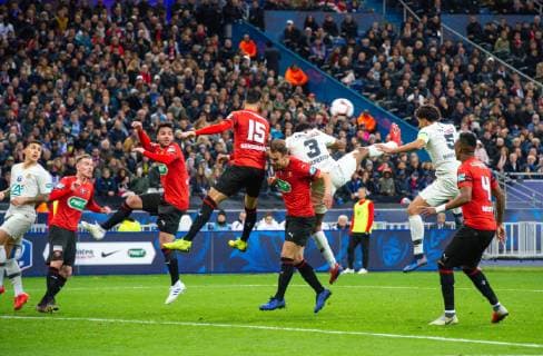 Presnel Kimpembe ( PSG ) - Ramy Bensebaini ( Rennes ) FOOTBALL : Stade Rennais vs Paris Saint Germain - Finale Coupe de France - 27 04 2019 FedericoPestellini Panoramic 