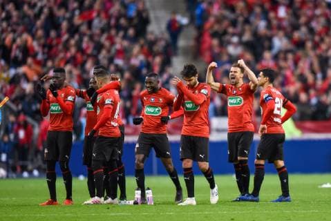 Joie des joueurs de l equipe Rennes FOOTBALL : Stade Rennais vs Paris Saint Germain - Finale Coupe de France - 27 04 2019 FedericoPestellini Panoramic 