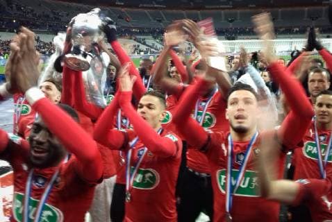 Joie des joueurs de l equipe Rennes FOOTBALL : Stade Rennais vs Paris Saint Germain - Finale Coupe de France - 27 04 2019 FedericoPestellini Panoramic 