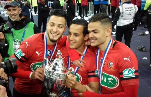 Joie des joueurs de l equipe Rennes FOOTBALL : Stade Rennais vs Paris Saint Germain - Finale Coupe de France - 27 04 2019 FedericoPestellini Panoramic 