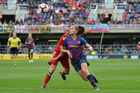 Gina Lewandowski (FC Bayern Muenchen), Armengol Joaniquet, Carla FC Barcelona Barca Barcelona, Spanien, 28.04.2019, Fussball, Frauenfussball, FC Barcelona - FC Bayern München