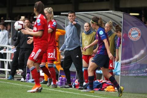 April 28, 2019 - Barcelona, Barcelona, Spain - Thomas Worle of Bayern de Munich in action during UEFA Women s Champions League football match, between Barcelona and Bayern de Munich, April 28th, in Ministadi stadium in Barcelona, Spain. Soccer: UEFA Women s Champions League - Barcelona v Bayern de Munich - ZUMAa181 20190428_zaa_a181_055 Copyright: xAFP7x