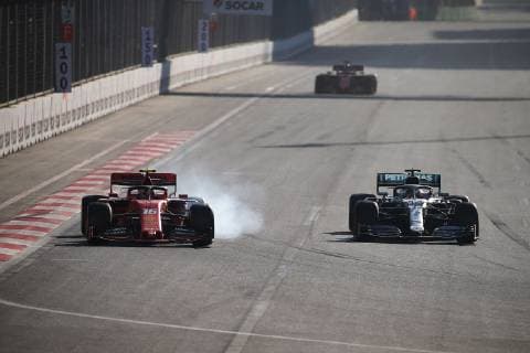 Photo4 LaPresse 28 04 2019 Baku, Azerbaijan Grand Prix Formula One Azerbaijan 2019 In the pic: Charles Leclerc (MON) Scuderia Ferrari SF90 and Valtteri Bottas (FIN) Mercedes AMG F1 W10  Copyright: xPhoto4 LaPressex