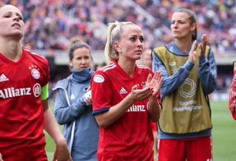 April 28, 2019 - Barcelona, Barcelona, Spain - Players of Bayern de Munich lamenting during UEFA Women s Champions League football match, between Barcelona and Bayern de Munich, April 28th, in Ministadi stadium in Barcelona, Spain. Soccer: UEFA Women s Champions League - Barcelona v Bayern de Munich - ZUMAa181 20190428_zaa_a181_077 Copyright: xAFP7x