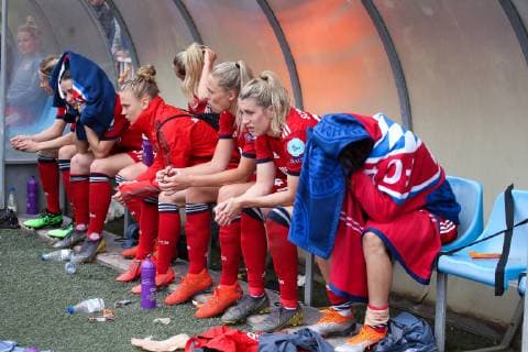April 28, 2019 - Barcelona, Barcelona, Spain - Players of Bayern de Munich lamenting during UEFA Women s Champions League football match, between Barcelona and Bayern de Munich, April 28th, in Ministadi stadium in Barcelona, Spain. Soccer: UEFA Women s Champions League - Barcelona v Bayern de Munich - ZUMAa181 20190428_zaa_a181_079 Copyright: xAFP7x