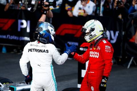 Valtteri Bottas; Mercedes Grand Prix, Sebastian Vettel, Scuderia Ferrari, formula 1 GP, Baku Aserbaidschan 28.04.2019 Photo:mspb Jerry Andre Valtteri Bottas; Sebastian Vettel, formula 1 GP, Aserbaidschan