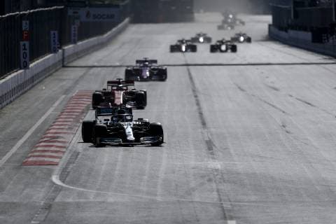 April 28, 2019 - Baku, Azerbaijan - LEWIS HAMILTON of Mercedes AMG Petronas Motorsport drives during the Formula 1 Azerbaijan Grand Prix at Baku City Circuit in Baku, Azerbaijan. Formula 1 Azerbaijan Grand Prix - Bottas wins - ZUMAg147 20190428_zap_g147_011 Copyright: xJamesxGasperottix