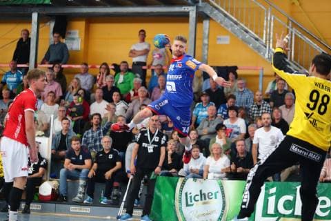 Torwurf von Oddur Gretarsson (Balingen) TV Huettenberg vs HBW Balingen-Weilstetten, Handball, 2. Bundesliga, 28.04.2019 TV Huettenberg vs HBW Balingen-Weilstetten, Handball, 2. Bundesliga, 28.04.2019 Huettenberg Copyright: xWeissx Eibner-Pressefotox EP_rws