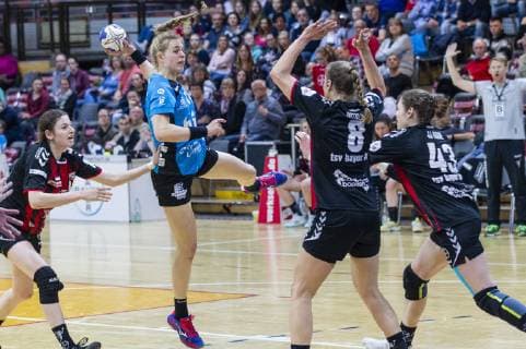 Handball-Bundesliga TSV Bayer 04 Leverkusen vs. Buxtehuder SV 24:25 Impressionen vom Handball-Bundesliga TSV Bayer 04 Leverkusen vs. Buxtehuder SV 24:25 am 28. 4. 2019 in Leverkusen, Ostermann-Arena, Deutschland