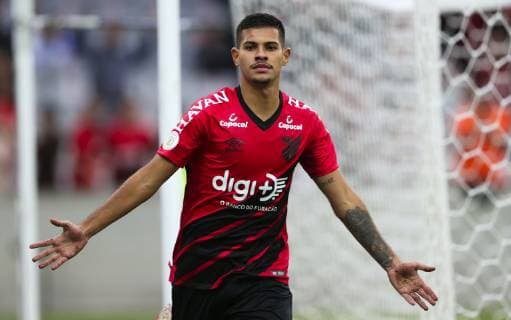 Athletico x Vasco CURITIBA, PR - 28.04.2019: ATHLETICO X VASCO - Bruno Guimarães of Athletico celebrates his goal during Athletico vs. Vasco. Match valid for the first round of the Brazilian Championship 2019. Arena da Baixada in Curitiba, PR. (Photo: Rodolfo Buhrer La Imagem Fotoarena) x1722895x  RodolfoxBuhrer
