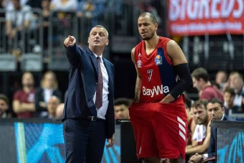 Basketball Berlin 28.04.2019 easyCredit-BBL 1. Bundesliga Saison 2018 2019 Alba Berlin - FC Bayern München Dejan Radonjic (München, Trainer) Alex King (München, No.07)