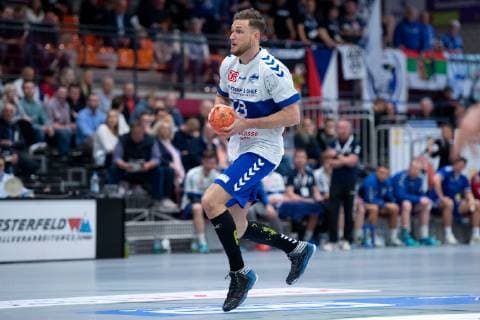 Lübbecke, Deutschland 28.04.2019: 2. Handball Bundesliga - 2018 2019 - TuS-N-Lübbecke vs. Dessau Roßlauer HV Bruno Zimmermann (Dessau) Lübbecke Nordrhein-Westfalen Deutschland Merkur Arena
