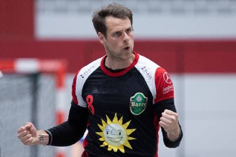 Lübbecke, Deutschland 28.04.2019: 2. Handball Bundesliga - 2018 2019 - TuS-N-Lübbecke vs. Dessau Roßlauer HV Jens Bechtloff (Lübbecke) Lübbecke Nordrhein-Westfalen Deutschland Merkur Arena