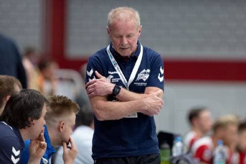Lübbecke, Deutschland 28.04.2019: 2. Handball Bundesliga - 2018 2019 - TuS-N-Lübbecke vs. Dessau Roßlauer HV Uwe Jungandreas (Trainer Dessau) Lübbecke Nordrhein-Westfalen Deutschland Merkur Arena