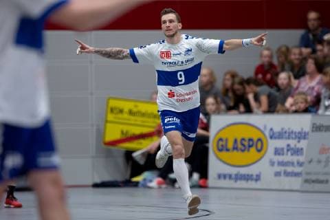 Lübbecke, Deutschland 28.04.2019: 2. Handball Bundesliga - 2018 2019 - TuS-N-Lübbecke vs. Dessau Roßlauer HV Marek Vanco (Dessau) Lübbecke Nordrhein-Westfalen Deutschland Merkur Arena
