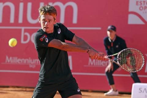 April 29, 2019 - Estoril, Lisbon, Portugal - Alex de Minaur from Australia seen in action during the Day 3 of Millennium Estoril Open 2019 in Estoril, Portugal. Tennis: Millennium Estoril Open - Day 3 in Estoril, Spain - 29 Apr 2019 - ZUMAs197 20190429_zaa_s197_158 Copyright: xDavidxMartinsx