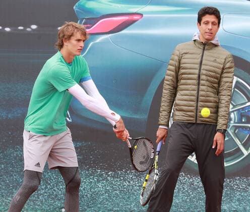 Alexander Zverev (DEU) beim Training. Hier mit seinem Trainer Marcelo Melli Tennis BMW Open 2019 30.04.2019