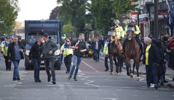Fans are moved along by mounted police with before the UEFA Champions League match at the Tottenham Hotspur Stadium, London. Picture date: 30th April 2019. Picture credit should read: David Klein Sportimage EDITORIAL USE ONLY. No use with unauthorised audio, video, data, fixture lists, club league logos or live services. Online in-match use limited to 120 images, no video emulation. No use in betting, games or single club league player publications. SPI-0063-0015