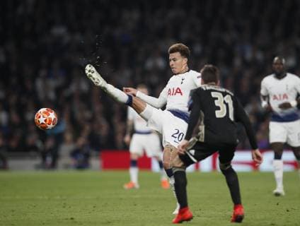Dele Alli of Tottenham during the UEFA Champions League match at the Tottenham Hotspur Stadium, London. Picture date: 30th April 2019. Picture credit should read: David Klein Sportimage EDITORIAL USE ONLY. No use with unauthorised audio, video, data, fixture lists, club league logos or live services. Online in-match use limited to 120 images, no video emulation. No use in betting, games or single club league player publications. SPI-0063-0119