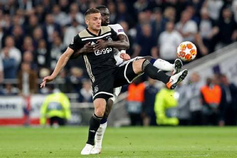 April 30, 2019 - London, England, United Kingdom - Tottenham midfielder Moussa Sissoko defends against Ajax forward Dusan Tadic during the UEFA Champions League match between Tottenham Hotspur and Ajax Amsterdam at White Hart Lane, London on Tuesday 30th April 2019. Tottenham Hotspur v Ajax - UEFA Champions League Semi Final: First Leg  - ZUMAn230 20190430_zaa_n230_406 Copyright: xMixNewsx